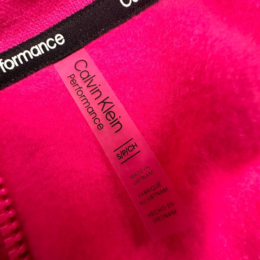 CALVIN KLEIN Women’s Pink Quarter-Zip Cropped Sweatshirt Sz S NWT - Picture 2 of 6
